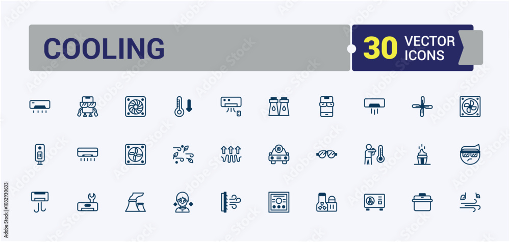 Cooling vector line icon set. Includes thin line house, cold, climate, dry, condition and more. Simple icon designs. Vector outline and solid icons collection. Cooling vector line icon set. Includes thin line house, cold, climate, dry, condition and more. Simple icon designs. Vector outline and solid icons collection.