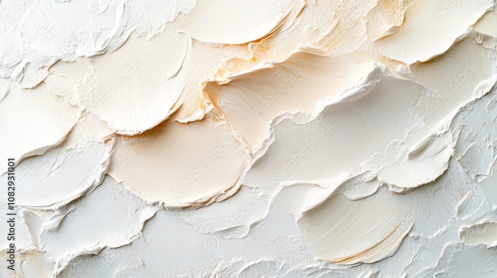 An abstract background featuring soft, textured layers of white and cream paint with gentle curves and a smooth finish An abstract background featuring soft, textured layers of white and cream paint with gentle curves and a smooth finish