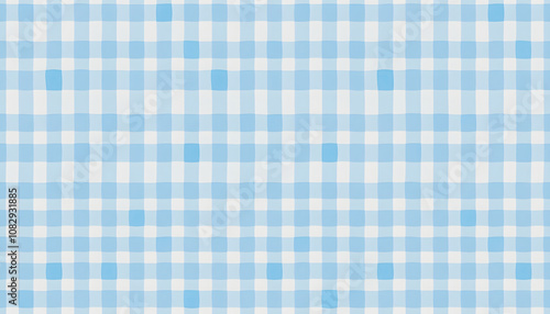 Light blue check pattern painted by watercolor with white shades, png