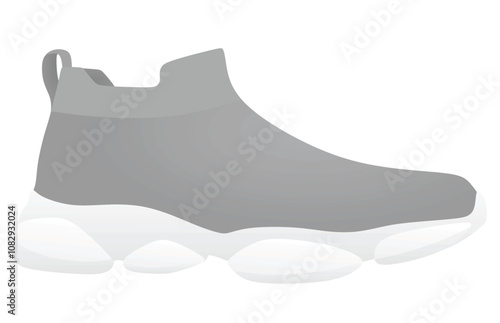 Grey textile shoe. vector illustration