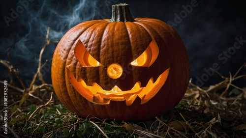 Carved halloween jack o lantern pumpkin