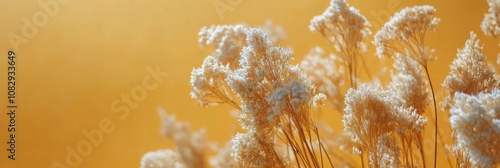 Dried flowers arranged artistically on a textured surface in soft natural light