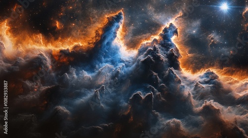 A stunning cosmic scene featuring vibrant clouds and stars, illustrating the beauty of space.