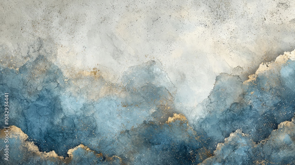 Abstract artwork featuring textured blue and gold waves against a light background. Abstract artwork featuring textured blue and gold waves against a light background.