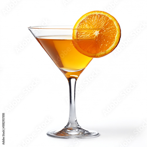 Glass of orange drink isolated on a white background