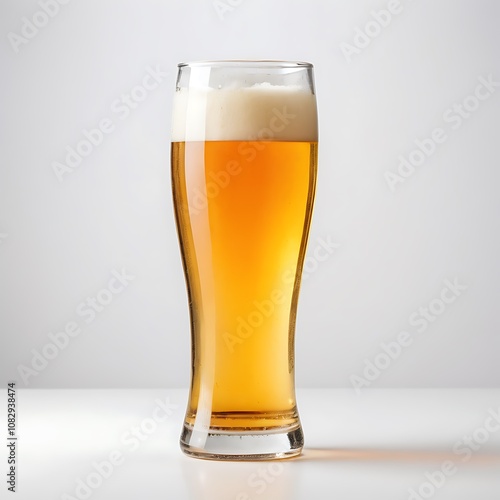 Tall or juss beer glass, no foam, cider, white background image