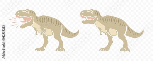 Tyrannosaurus rex, tyrannosaurus roar or roaring, graphic design. Colored. Dinosaur, animals, predator and reptile, vector design and illustration
