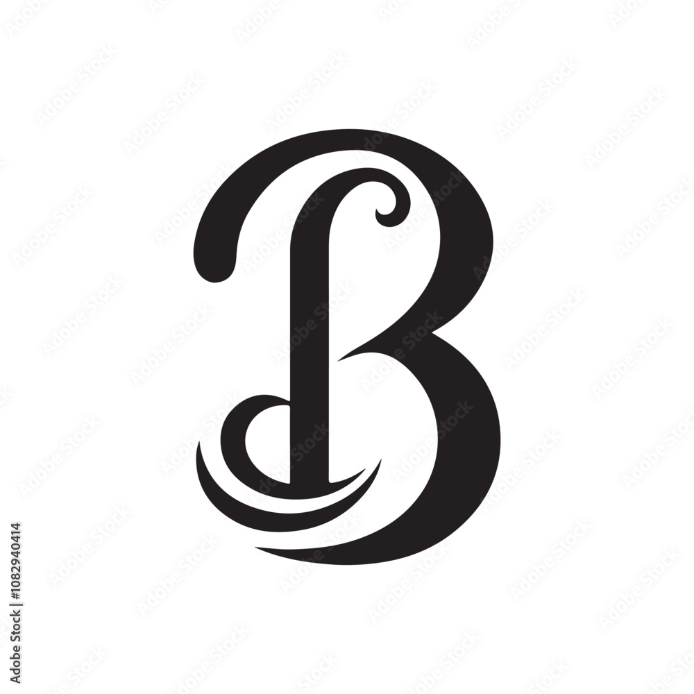 Stylish and creative letter B silhouette vector icon, logo style, curved letter B Stylish and creative letter B silhouette vector icon, logo style, curved letter B