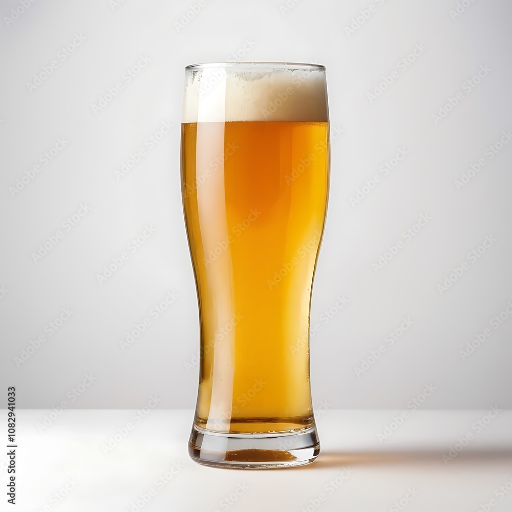 Tall or juss beer glass, no foam, cider, white background image Tall or juss beer glass, no foam, cider, white background image