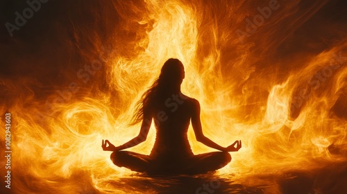 Serene Person Meditating in Lotus Pose with Aura