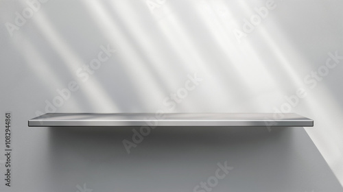 White background with a stainless steel shelf