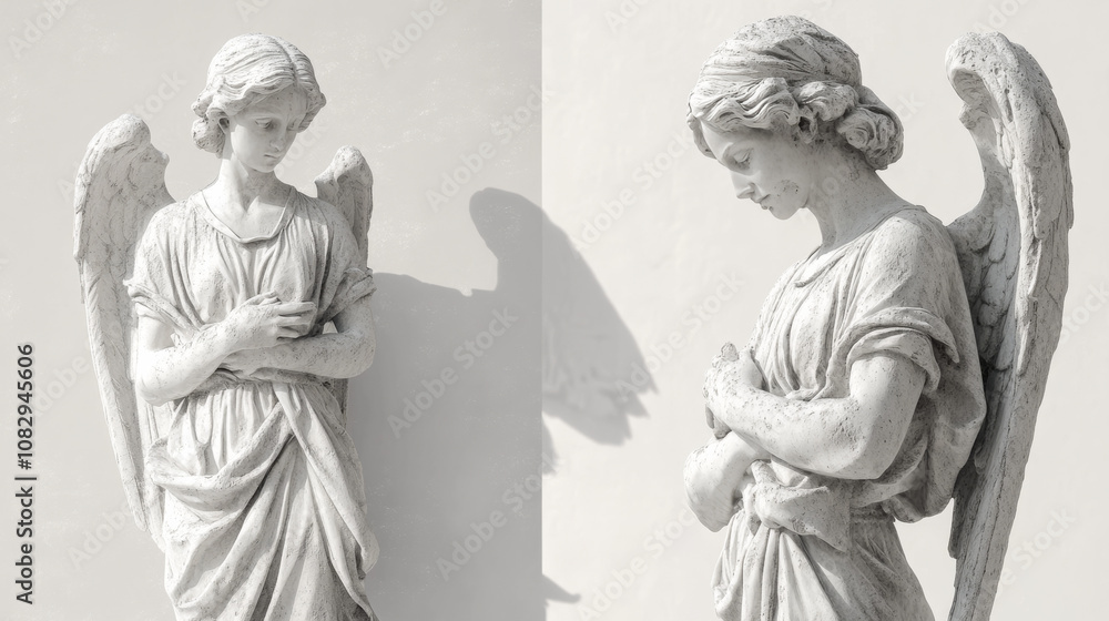 Each statue showcases fine craftsmanship, with smooth and textured surfaces creating a sense of depth. Each statue showcases fine craftsmanship, with smooth and textured surfaces creating a sense of depth.