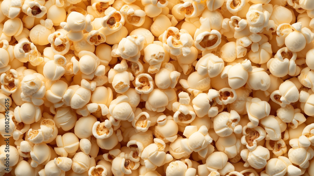 Close-up of scattered popped popcorn kernels with a warm, golden hue and detailed texture, suitable for a food-themed background or culinary concept. Close-up of scattered popped popcorn kernels with a warm, golden hue and detailed texture, suitable for a food-themed background or culinary concept.