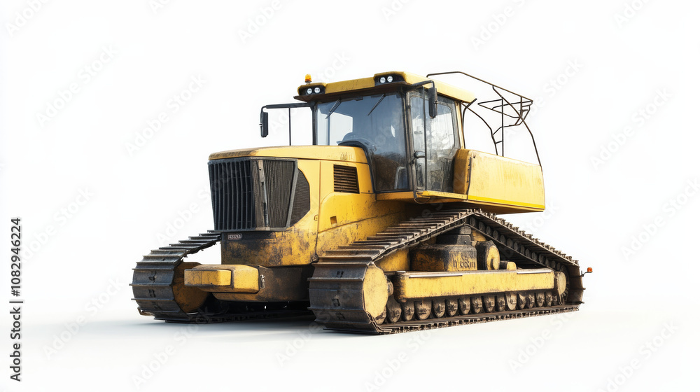 The farm equipment is spotless and well-maintained, suggesting advanced agricultural practices. The farm equipment is spotless and well-maintained, suggesting advanced agricultural practices.