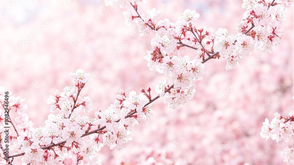 Pale pink cherry blossom background delicate and airy evoking springtime beauty Pale pink cherry blossom background delicate and airy evoking springtime beauty