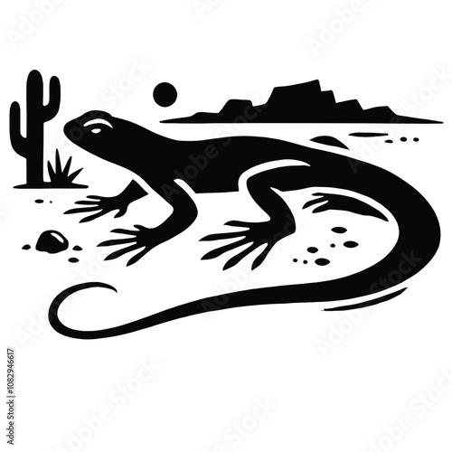 Lizard Silhouette in Desert