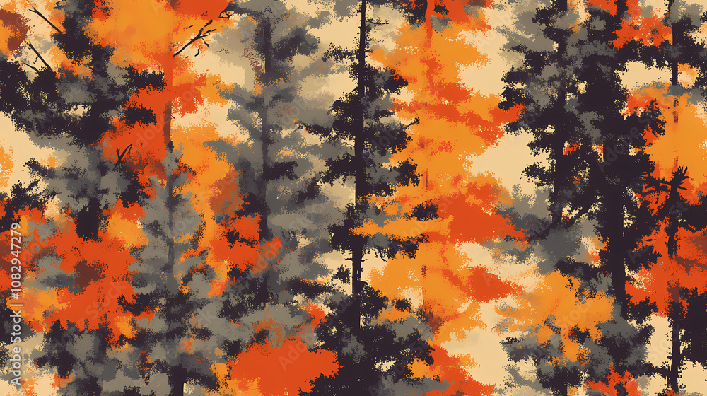 Forest camouflage mirage: seamless vector pattern mimicking real trees. Mirage. Illustration Forest camouflage mirage: seamless vector pattern mimicking real trees. Mirage. Illustration