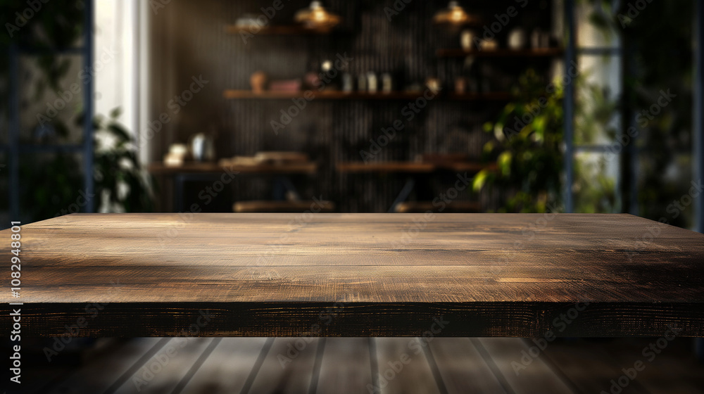 Empty table for a very high quality product placement with dark tones background Empty table for a very high quality product placement with dark tones background