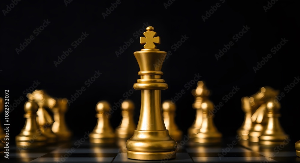 Close-up king chess standing first on chess board concepts challenge or battle fighting of business team and leadership strategy and organization risk management or team player. Close-up king chess standing first on chess board concepts challenge or battle fighting of business team and leadership strategy and organization risk management or team player.