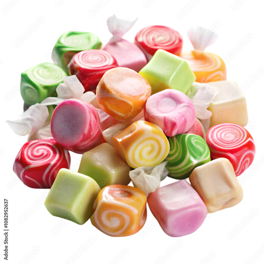 assorted sweet saltwater taffy on transparent background assorted sweet saltwater taffy on transparent background