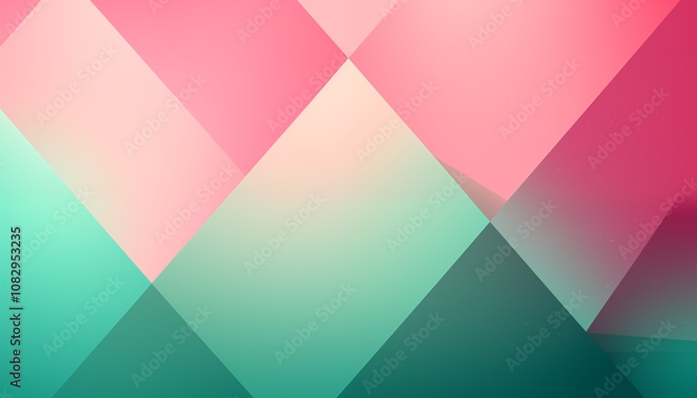 abstract background with triangles, cubes, squares, green, pink abstract background with triangles, cubes, squares, green, pink