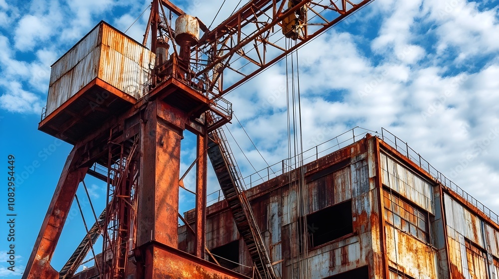 Industrial background made of crane construction at the buildings background at the building area Industrial background made of crane construction at the buildings background at the building area