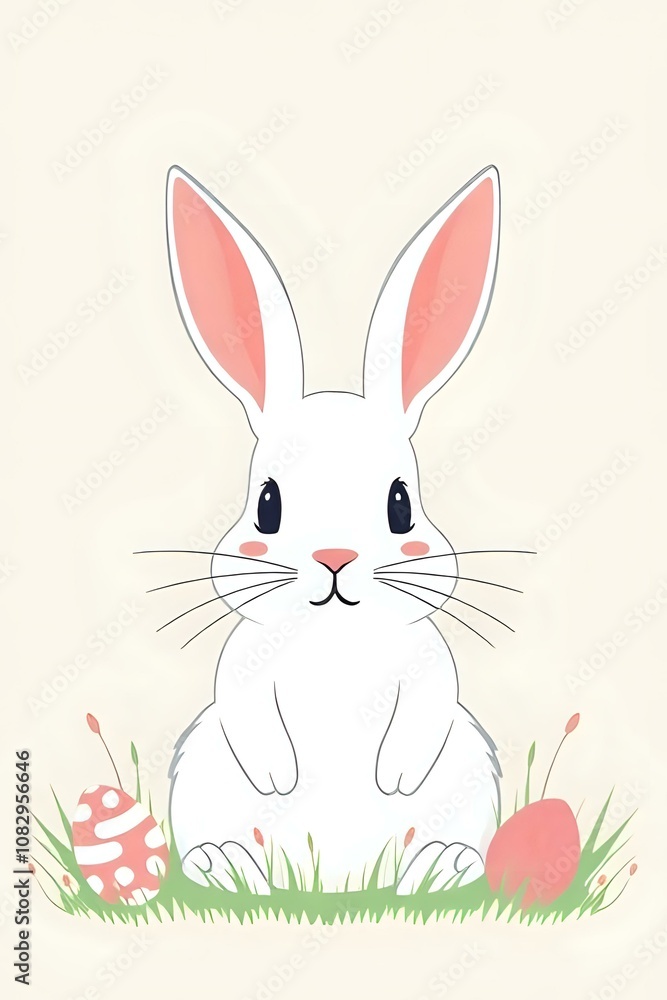 Fototapeta premium illustration d'un lapin de Pâques blanc 