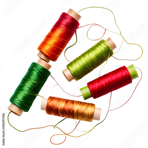 colourful thread on transparent background photo