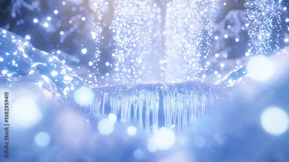 Enchanting 3D Rendered Winter Wonderland with Glittering Frozen Waterfall and Bokeh Lights | Ultra-Detailed Digital Artwork Enchanting 3D Rendered Winter Wonderland with Glittering Frozen Waterfall and Bokeh Lights | Ultra-Detailed Digital Artwork