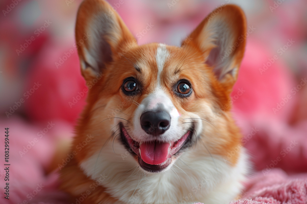 red fox terrier. portrait of corgi dog. close up. studio shot.  AI Generated