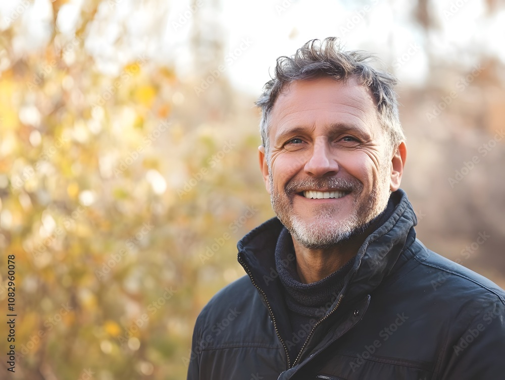 Happy mature man outdoors with copy space Happy mature man outdoors with copy space