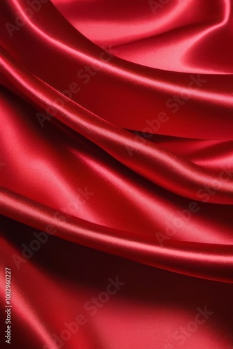 Red silk or satin luxury fabric texture can use as abstract background. Top view.