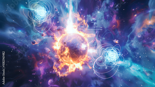 Vivid Illustration of Nuclear Fusion: The Cosmic Dance of Atoms