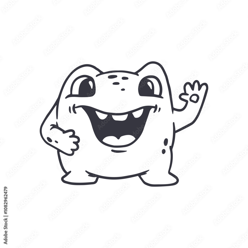 cute cartoon monster.Funny character on white background. Icon monster. Doodle style. Alien. Vector cute cartoon monster.Funny character on white background. Icon monster. Doodle style. Alien. Vector