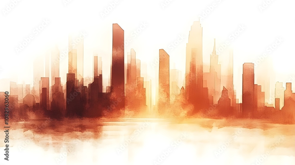 Abstract Cityscape in Watercolor Painting. Abstract Cityscape in Watercolor Painting.