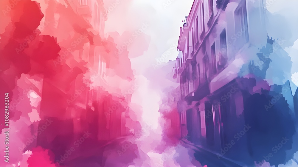 Obraz premium Abstract Cityscape in Watercolor Painting.