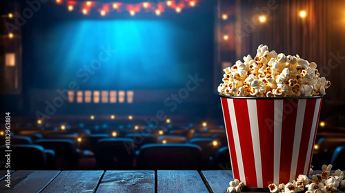 a theater display board with nostalgic popcorn bucket photo