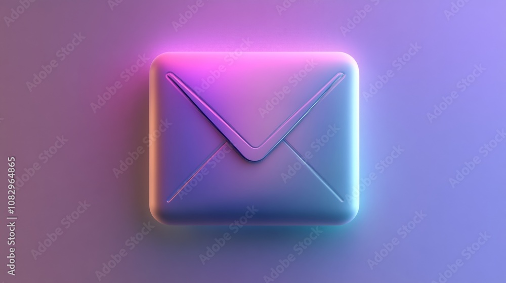 Neon pink and blue email icon representing online communication and messaging Neon pink and blue email icon representing online communication and messaging