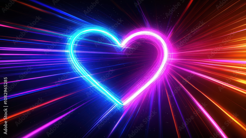 Neon heart with high-speed motion blur Neon heart with high-speed motion blur
