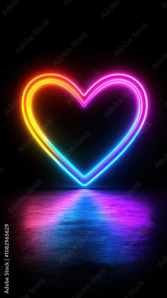 Glowing Neon Heart with Motion Blur Glowing Neon Heart with Motion Blur