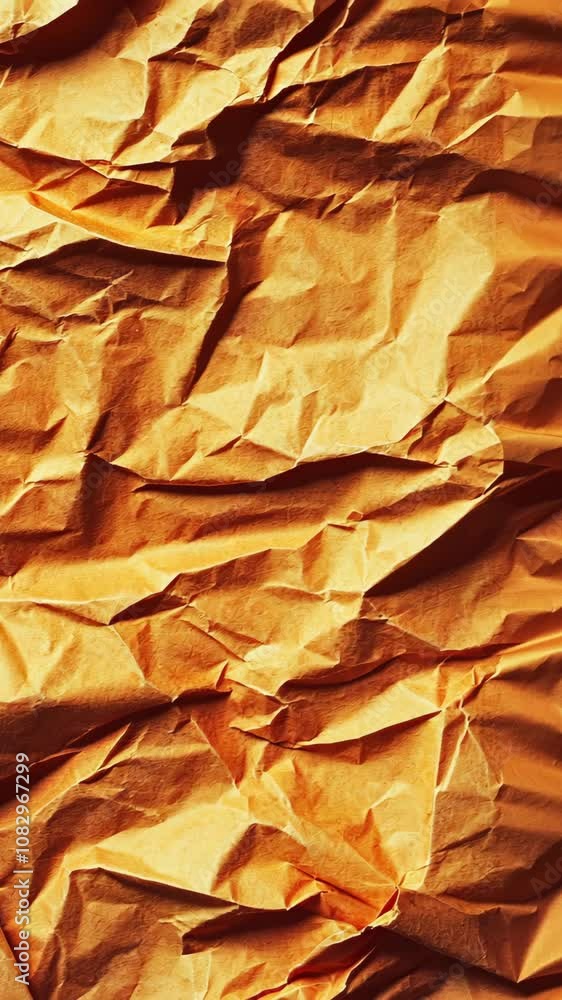 A close-up shot of a crumpled, brown paper bag A close-up shot of a crumpled, brown paper bag