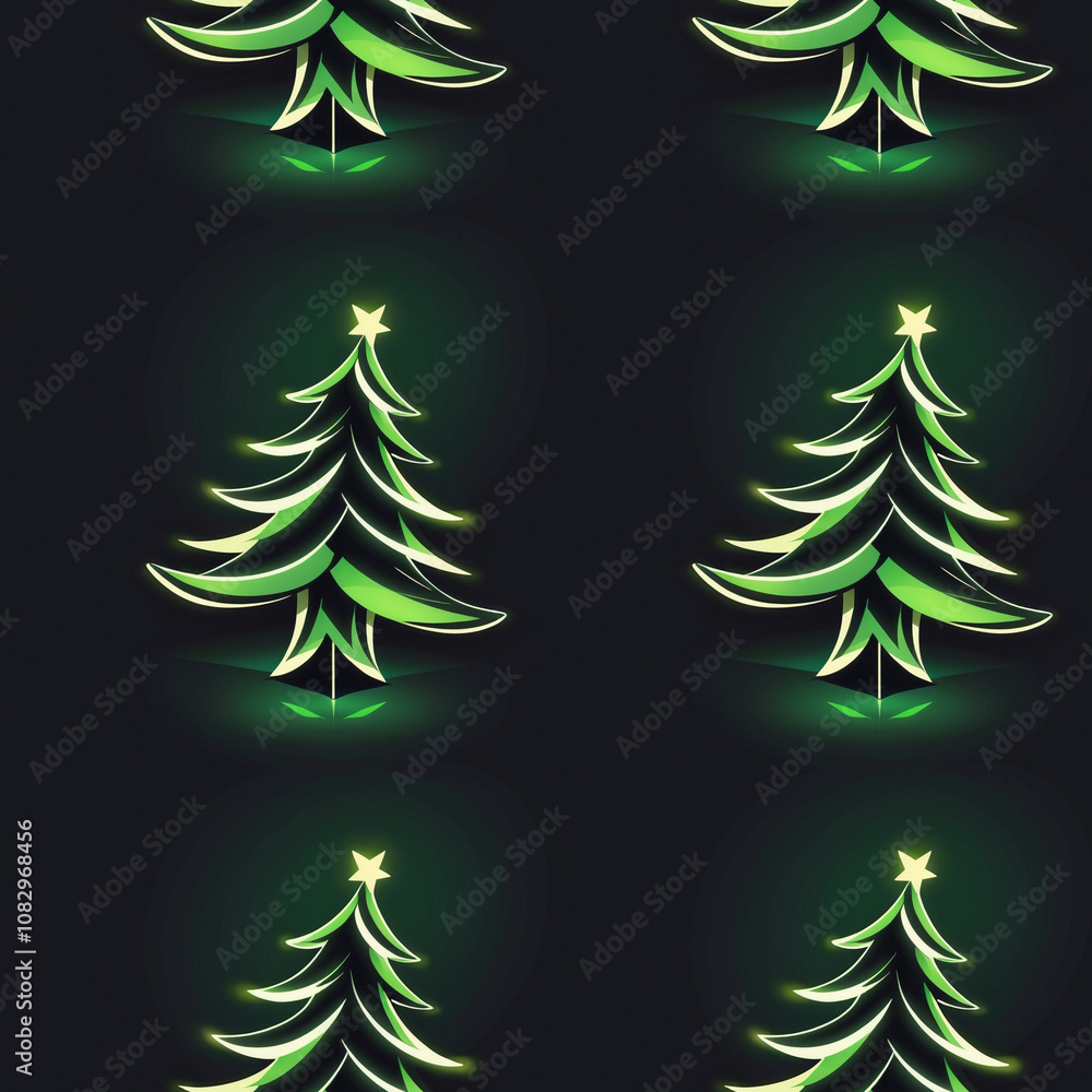 Obraz premium Stylized Christmas tree pattern with glowing accents on a dark background