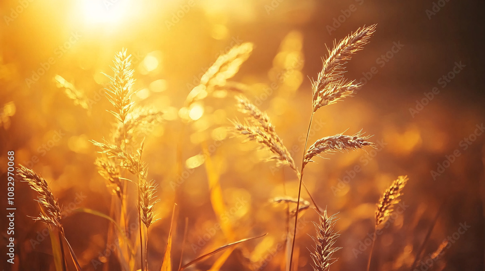 golden sunset field grass close up warm bokeh background golden sunset field grass close up warm bokeh background