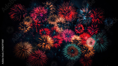 Colorful fireworks lighting up the night sky