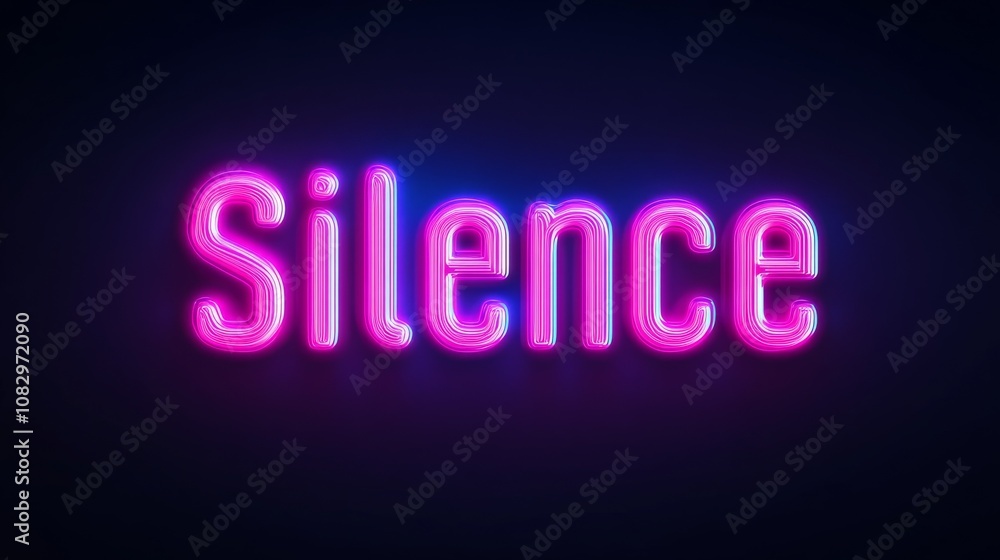 Silence neon sign representing quietness and privacy Silence neon sign representing quietness and privacy