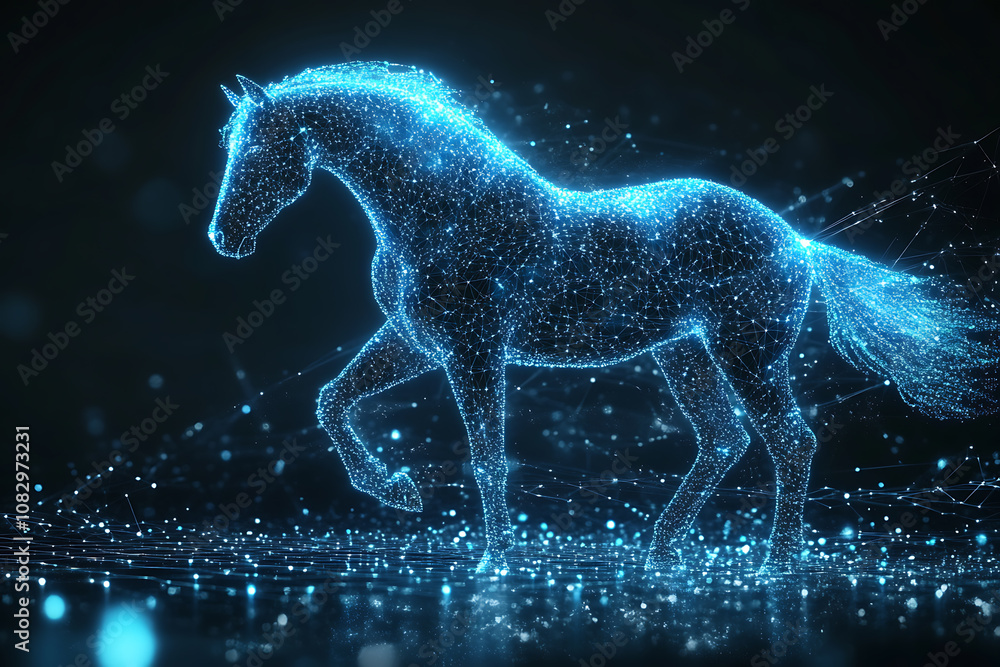 a horse by connecting data points in blue and black colors a horse by connecting data points in blue and black colors