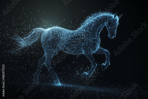 a horse by connecting data points in blue and black colors 