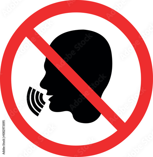 vector illustration signaling that it is forbidden to shout or speak loudly