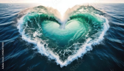 A close up of a heart shaped wave in the oceancolor tie dye fabric texture background photo