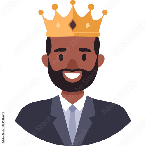 Portrait of a dignified man wearing a crown